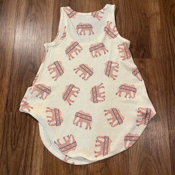 Gaze USA Knit Tank Top Beige Elephant Print Pullover Sleeveless Shirt Women's XS - Picture 5 of 5